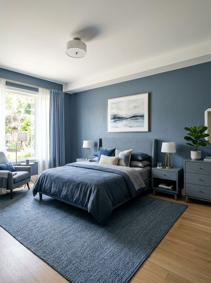 Slate Blue Bedroom - 30 monochromatic bedroom ideas