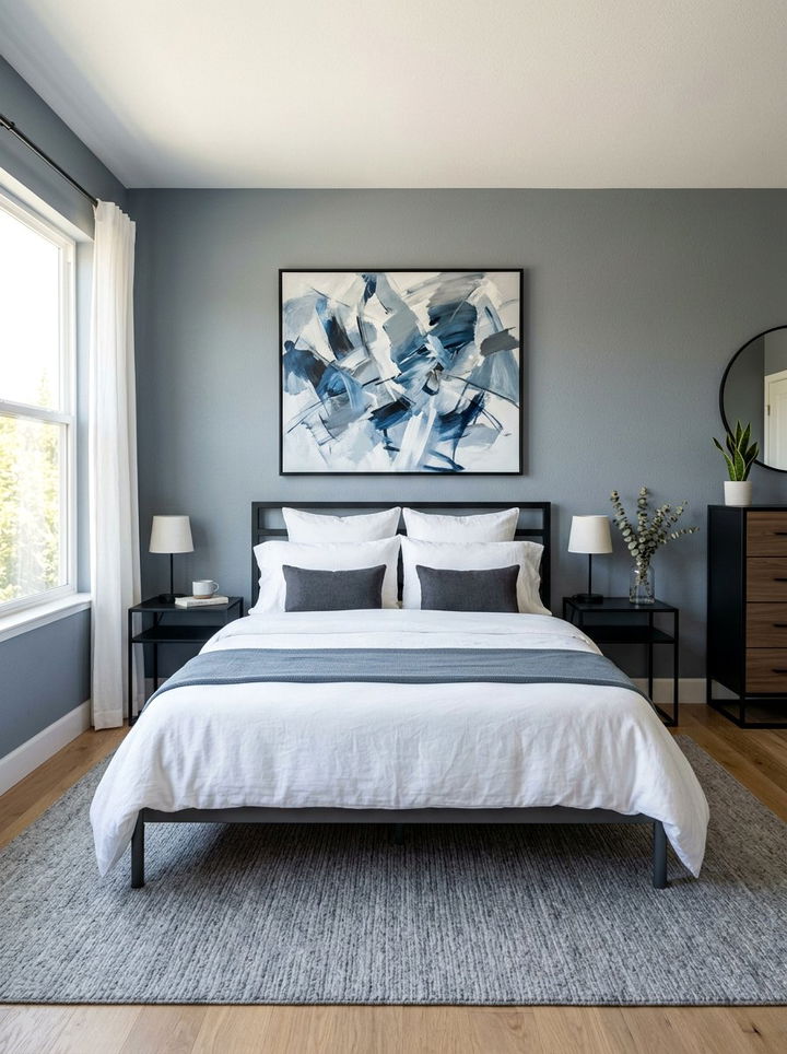 Slate Blue Bedroom - 30 blue and white bedroom ideas