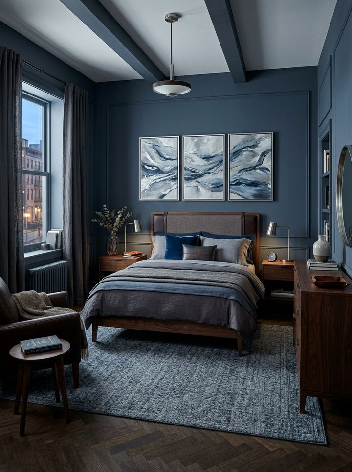 Slate Blue Bedroom - 30 contemporary blue bedroom ideas
