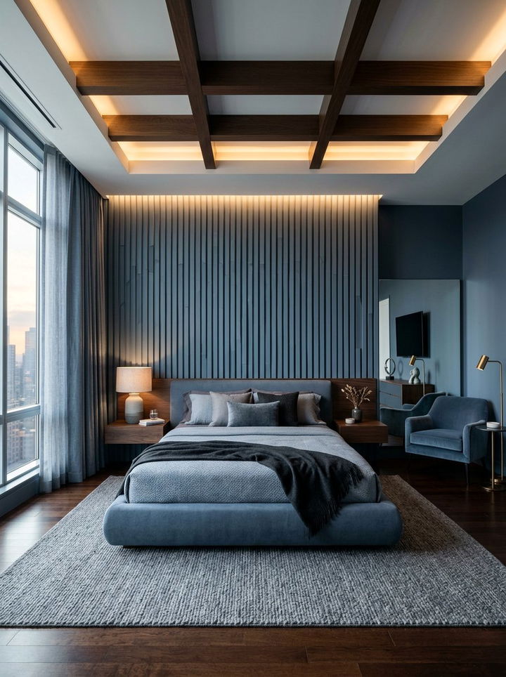 Slate Blue Contemporary Bedroom - 30 slate blue bedroom ideas