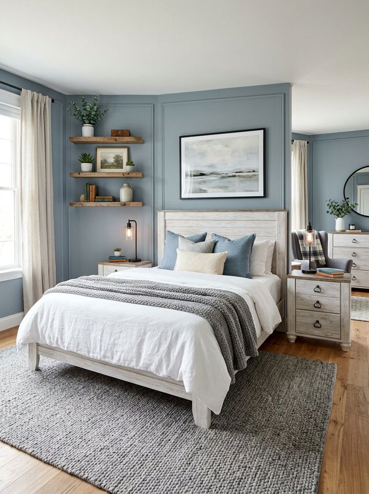 Slate Blue Farmhouse Bedroom - 30 farmhouse bedroom color ideas