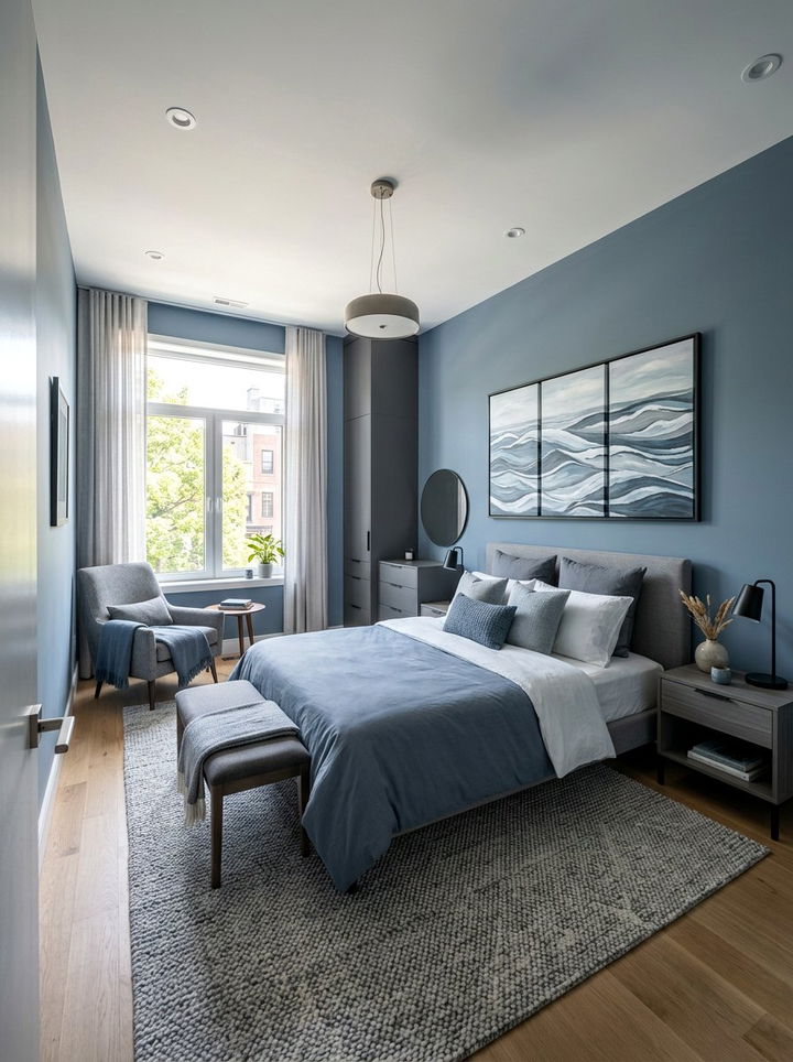 Slate Blue Modern Bedroom - 30 ocean inspired bedroom color ideas