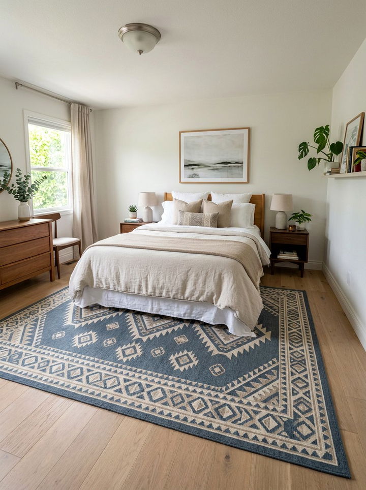 Slate Blue Patterned Rug - 30 slate bedroom ideas