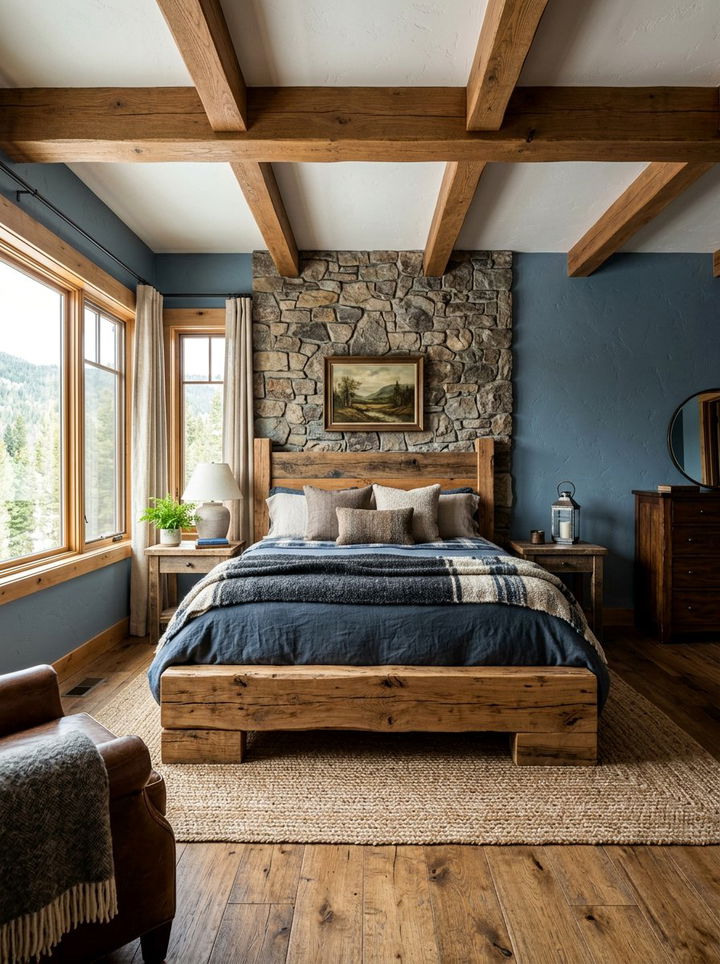 Slate Blue Rustic Bedroom - 30 slate blue bedroom ideas