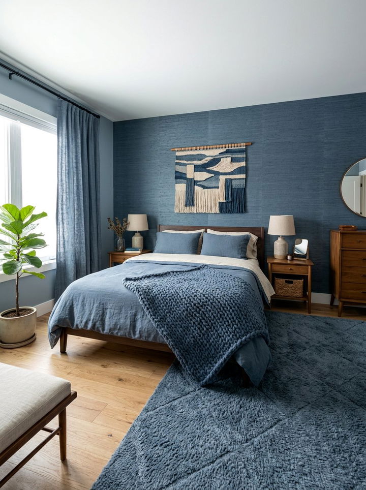 Slate Blue Textured Bedroom - 30 slate blue bedroom ideas