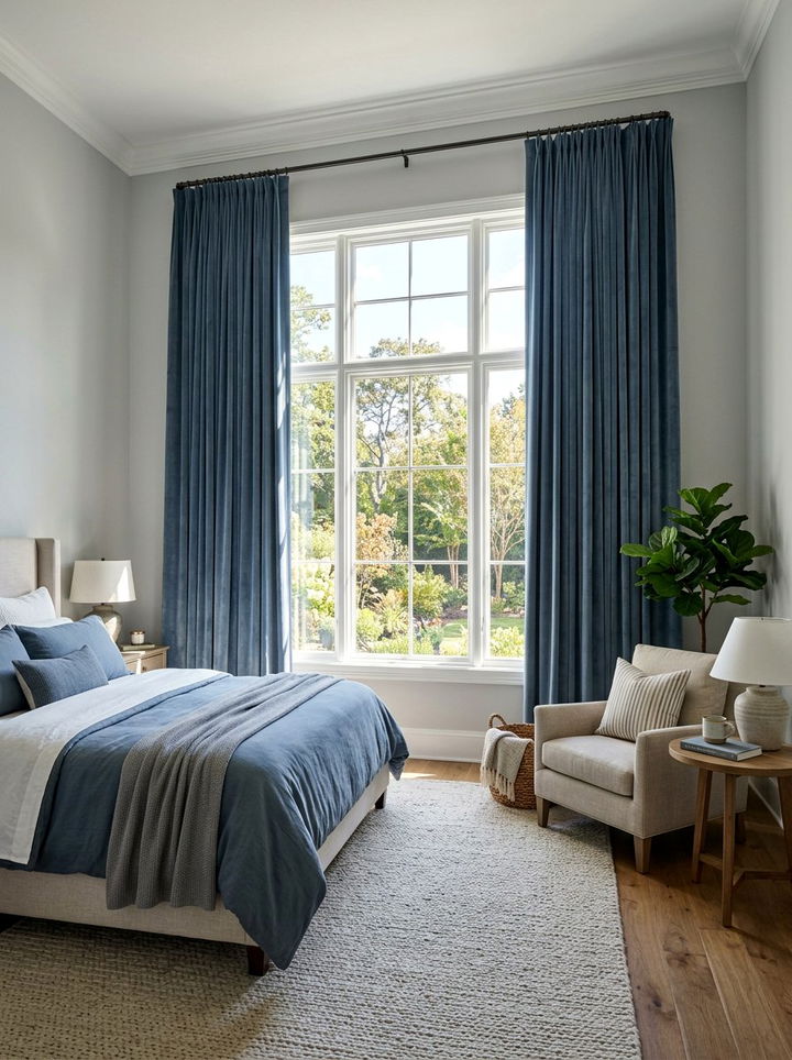 Slate Blue Velvet Curtains - 30 slate bedroom ideas