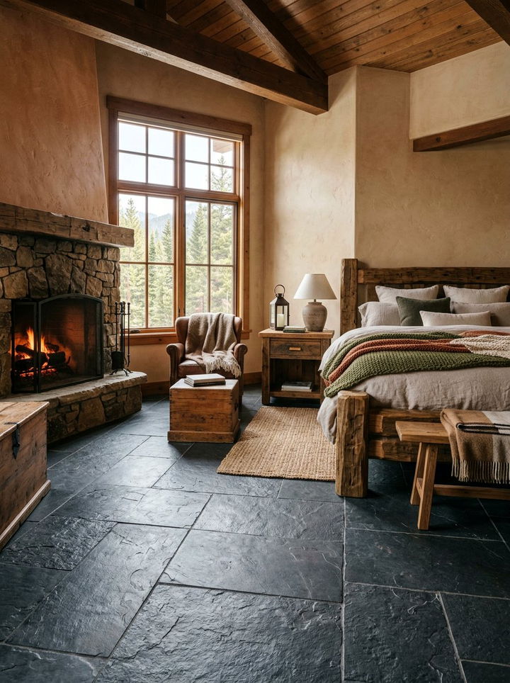 Slate Floor Tile - 30 bedroom tile ideas