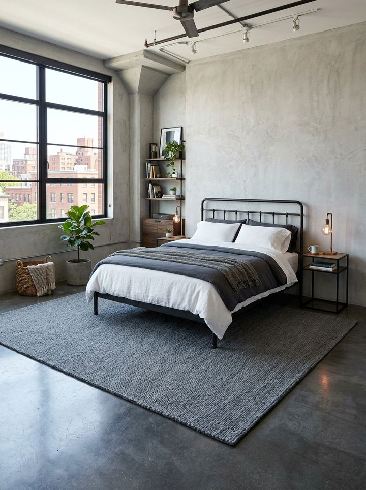Slate Gray Area Rug - 30 industrial gray bedroom ideas