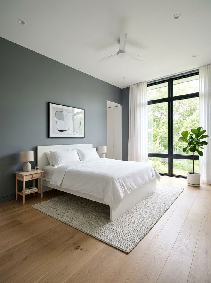 Slate Gray Minimalist Bedroom - 30 dark color bedroom ideas