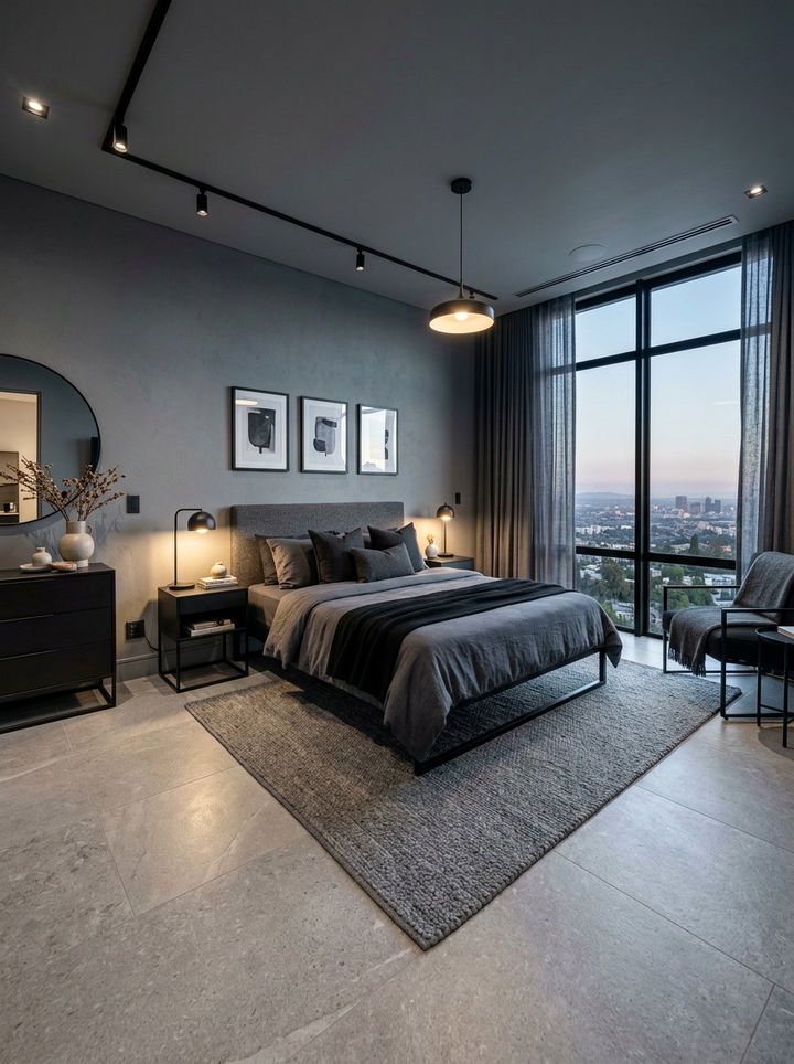 Slate Gray Modern Bedroom - 30 minimalist gray bedroom ideas