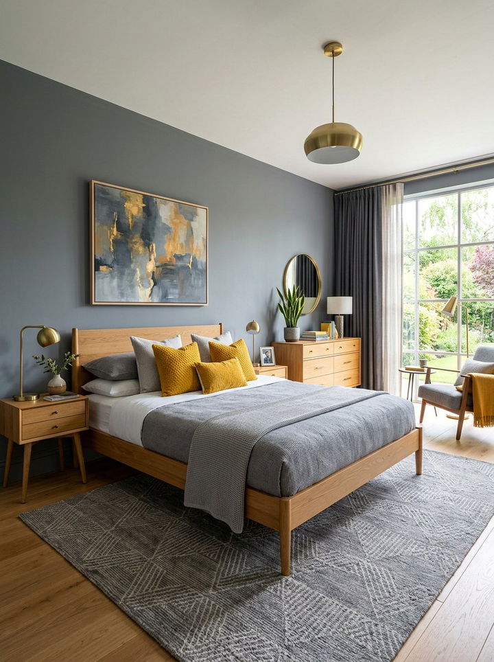 Slate Grey And Ochre Bedroom - 30 unisex bedroom ideas