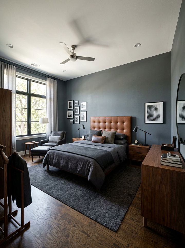 Slate Grey Masculine Bedroom - 30 modern grey bedroom ideas
