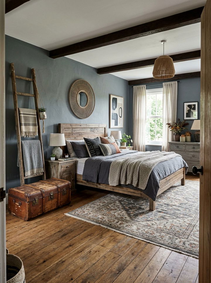 Slate Grey Rustic Boho Bedroom - 30 bohemian grey bedroom ideas