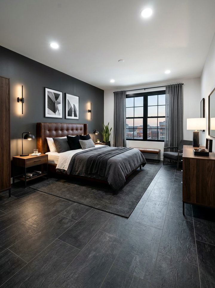 Slate Look Vinyl Tile - 30 bedroom vinyl flooring ideas