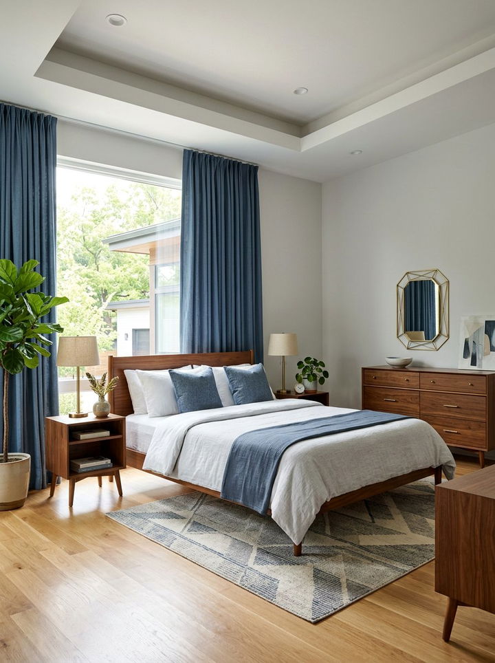 Slate blue and walnut bedroom - 30 blue and brown bedroom color combo