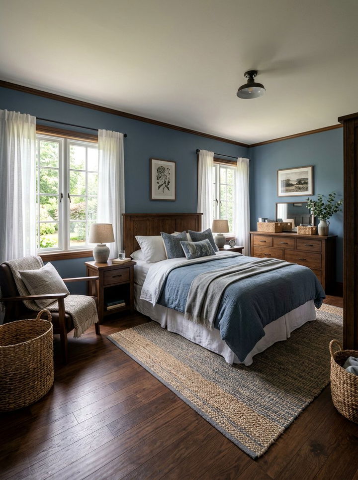 Slate blue bedroom - 30 cottagecore bedroom color ideas