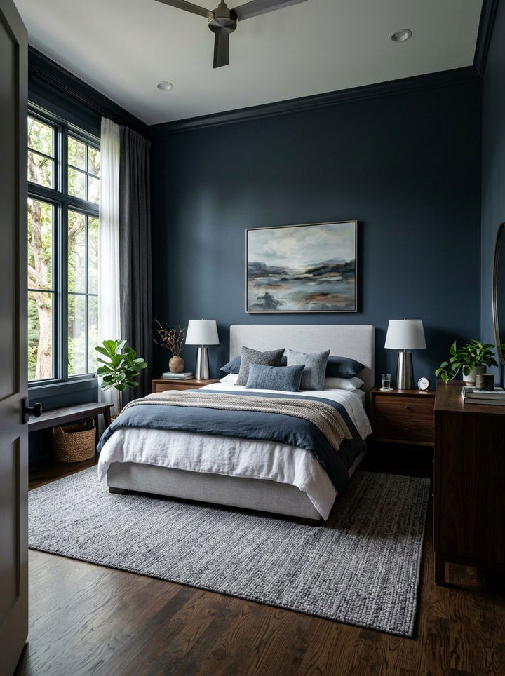 Slate blue bedroom - 30 forest inspired bedroom color ideas