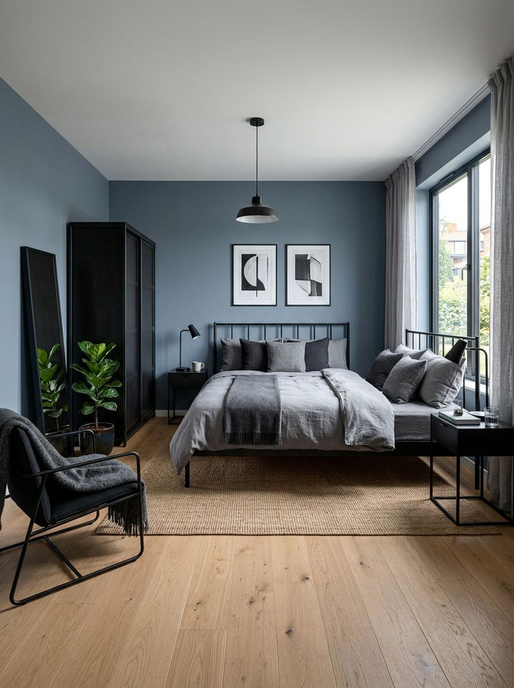 Slate blue scandinavian bedroom - 30 Scandinavian bedroom color ideas