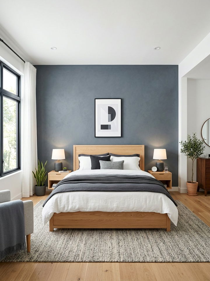 Slate gray accent wall - 30 traditional gray bedroom ideas