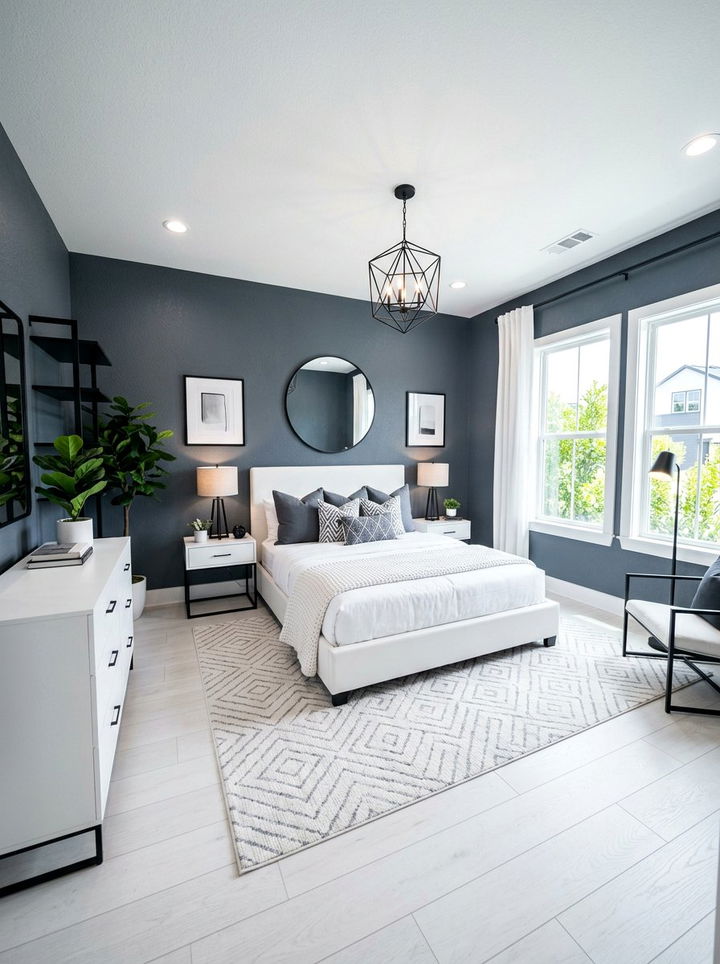 Slate gray and white bedroom - 30 two tone bedroom ideas