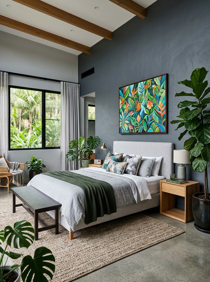 Slate gray tropical bedroom - 30 tropical bedroom color ideas