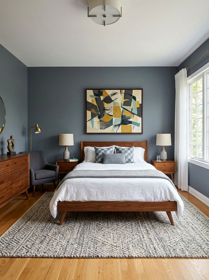 Slate grey mid century modern bedroom - 30 contemporary grey bedroom ideas