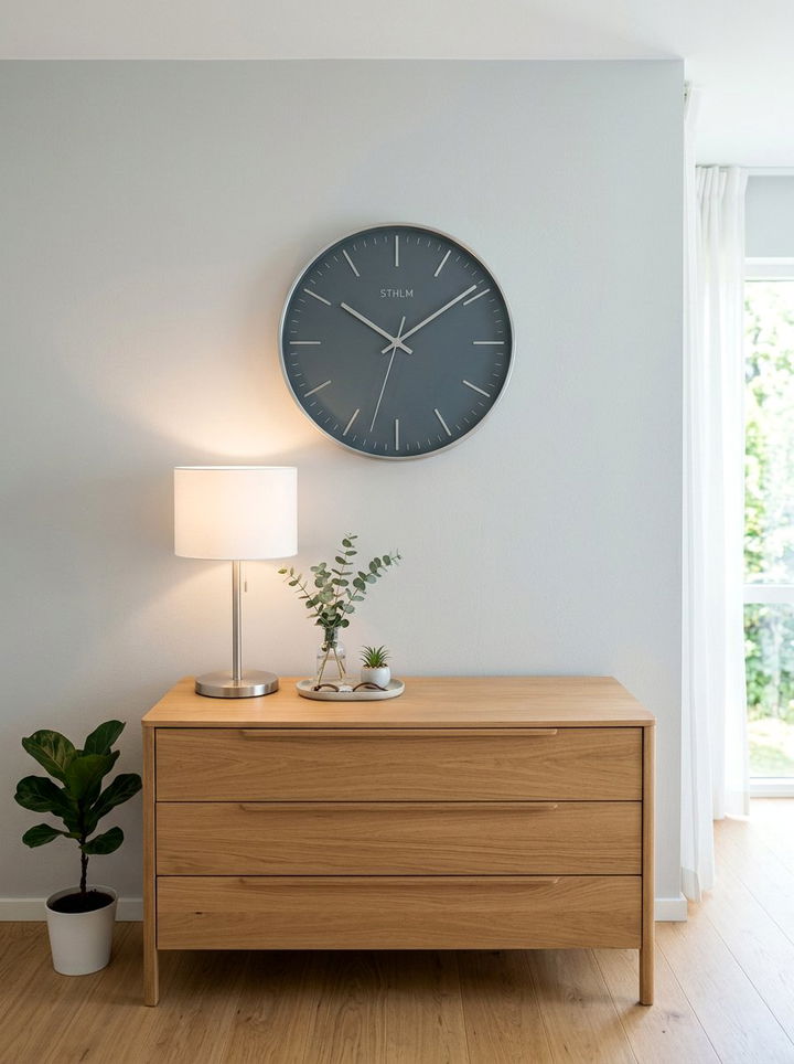 Slate grey wall clock - 30 grey bedroom accessories ideas