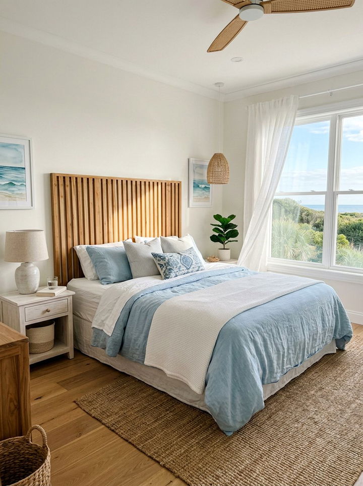 Slatted Teak Headboard - 30 bedroom teak furniture ideas