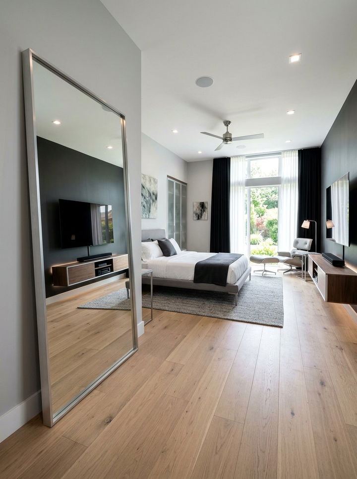 Sleek Aluminum Frame Mirror - 30 bedroom full length mirrors