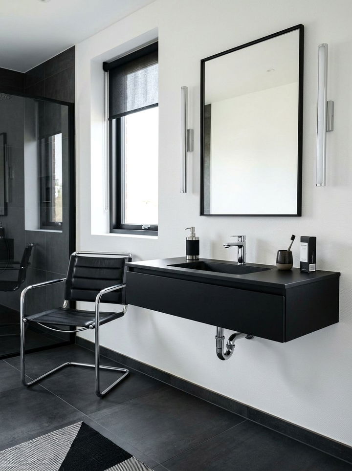 Sleek Black Floating Vanity - 30 bedroom floating vanity ideas