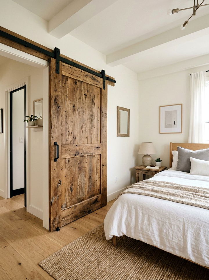 Sliding Barn Door - 30 rustic bedroom ideas