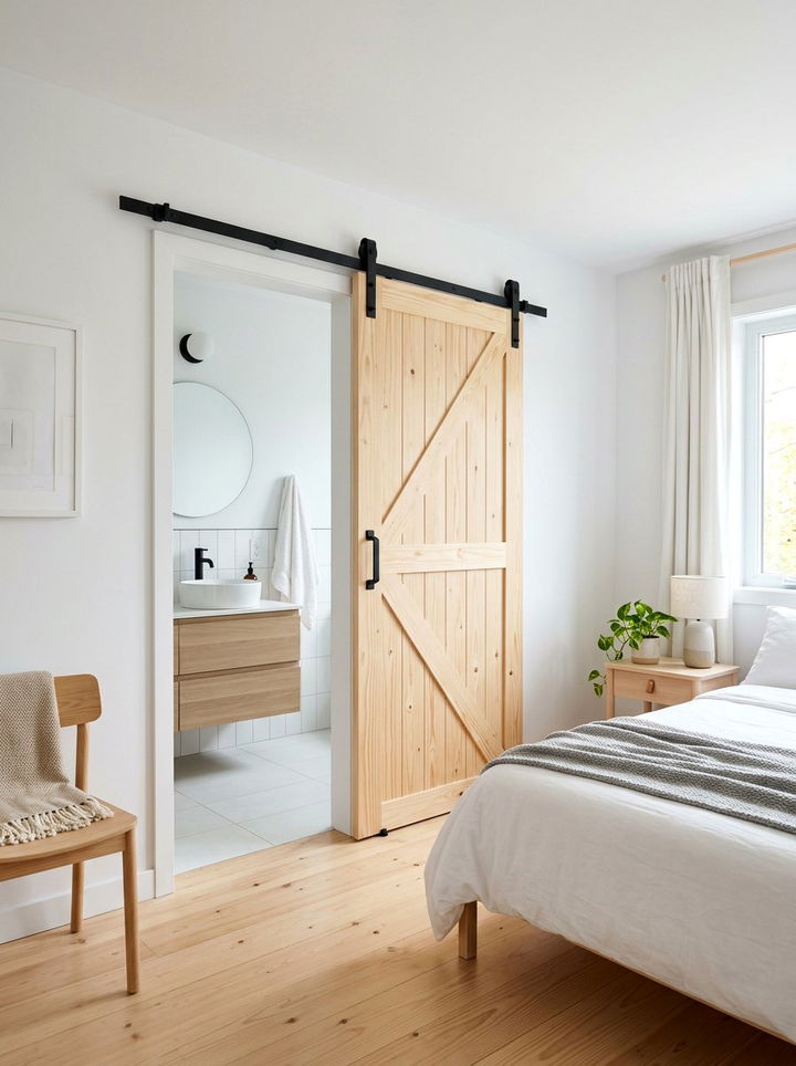 Sliding Barn Door - 30 Scandinavian minimalist bedroom ideas