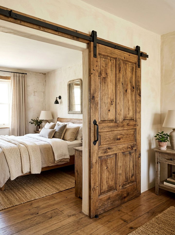 Sliding Barn Door - 30 bedroom partition ideas