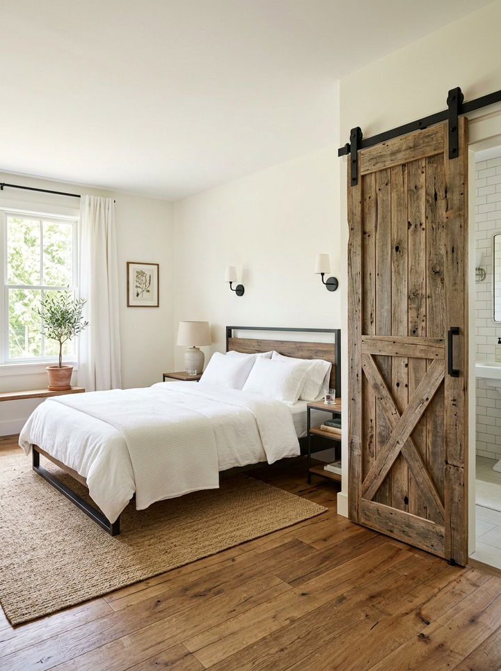Sliding Barn Door - 30 country house bedroom ideas