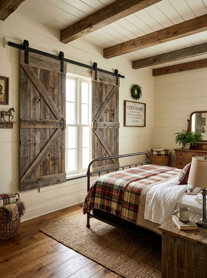 Sliding Barn Door Window Shutters - 30 bedroom blackout solutions