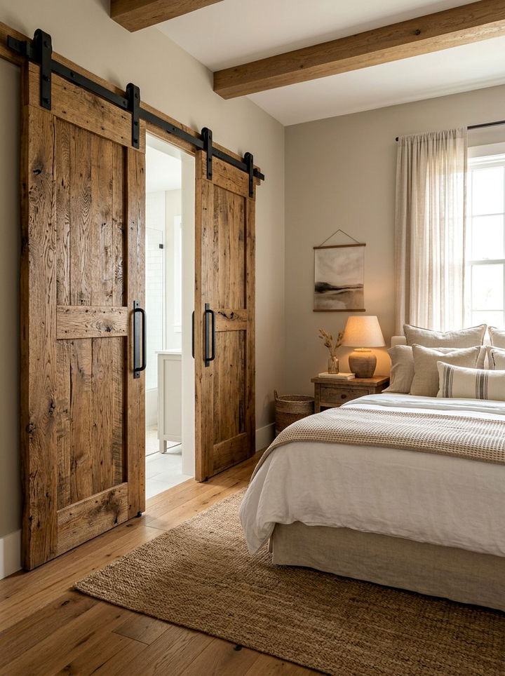 Sliding Barn Doors - 30 cabin bedroom ideas