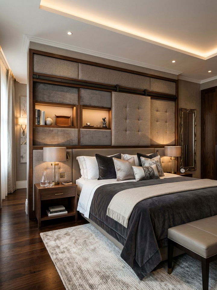 Sliding Headboard Panels - 30 bedroom hidden storage ideas