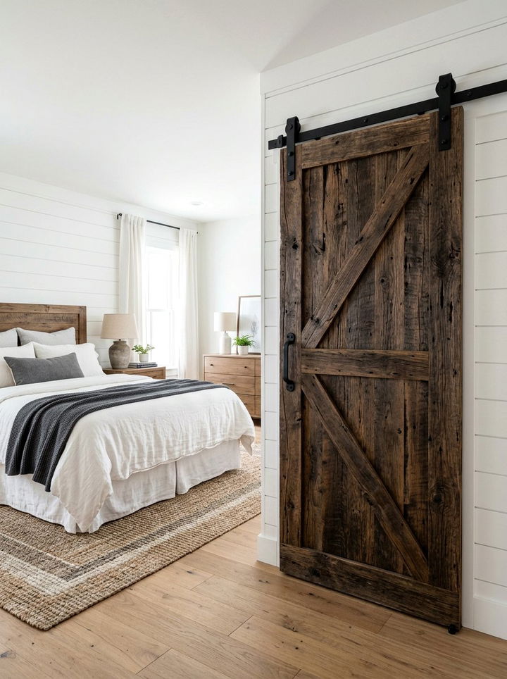 Sliding Reclaimed Barn Door - 30 bedroom focal point ideas