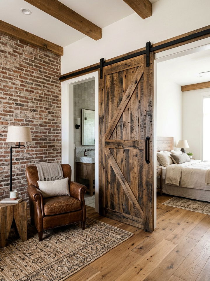 Sliding barn door - 30 bedroom divider ideas