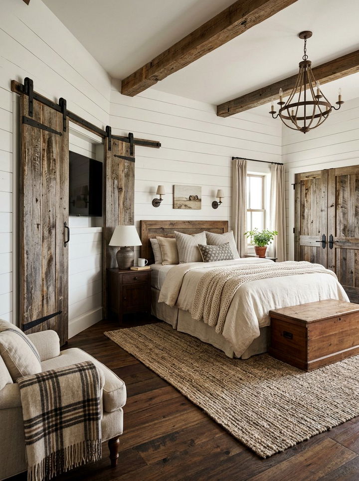 Sliding barn door tv cover - 30 bedroom tv ideas