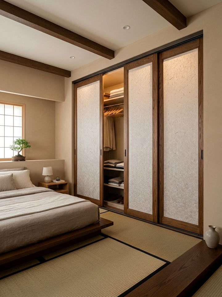 Sliding closet door - 30 Japanese bedroom ideas