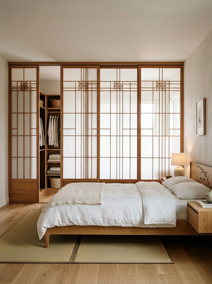 Sliding shoji doors - 30 zen bedroom ideas
