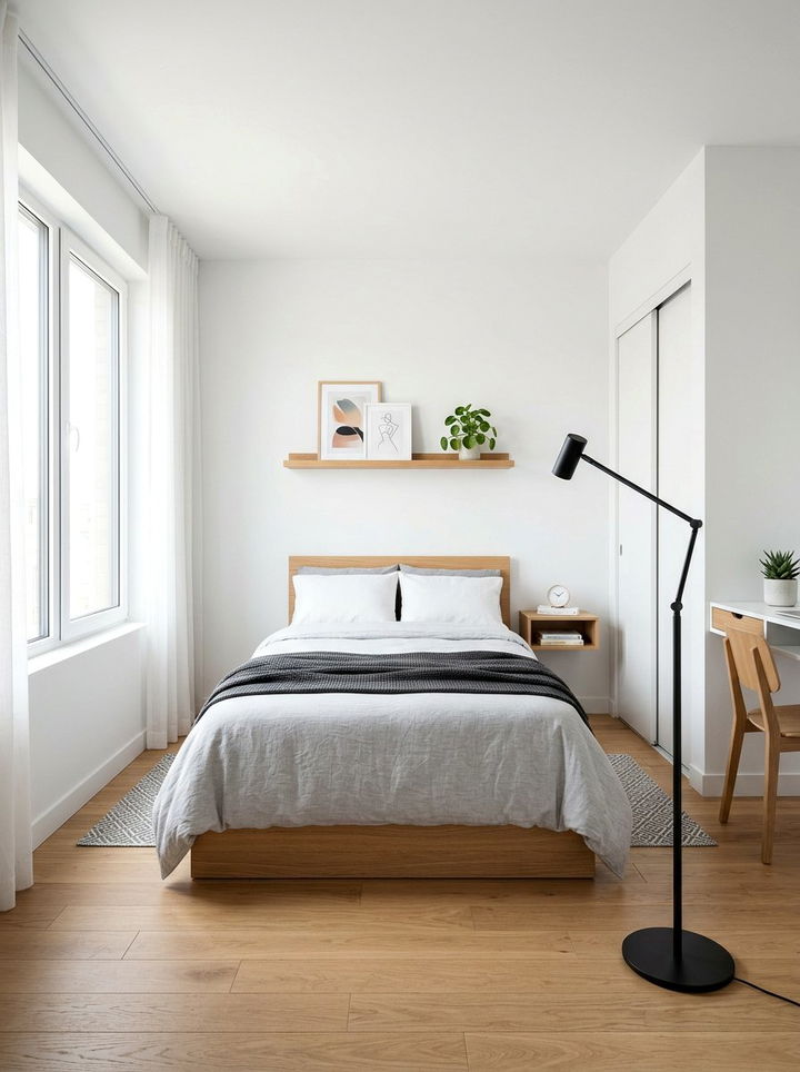 Slim Matte Black Floor Lamp - 30 bedroom lamp ideas