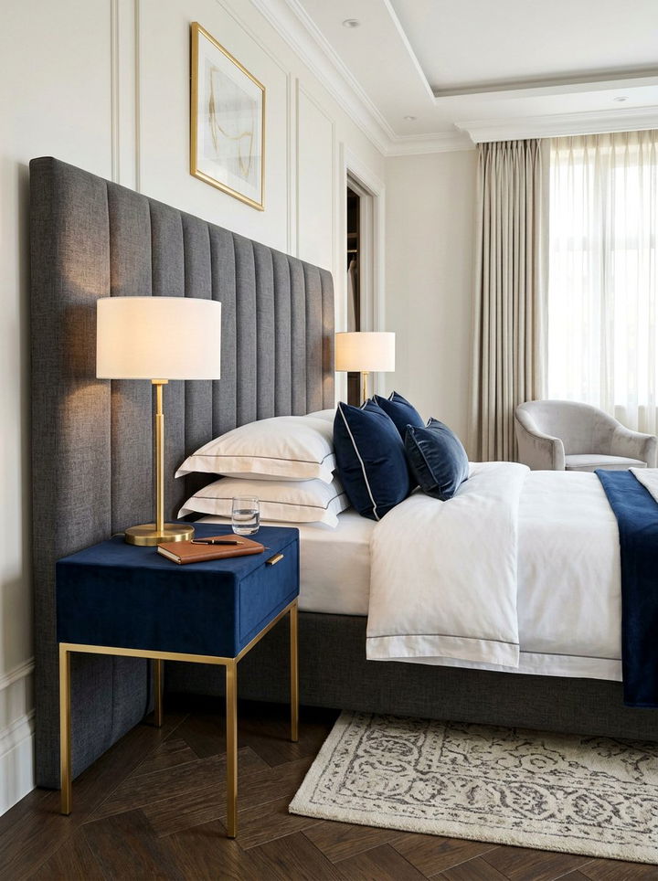 Slim Velvet Upholstered Table - 30 bedroom narrow nightstands