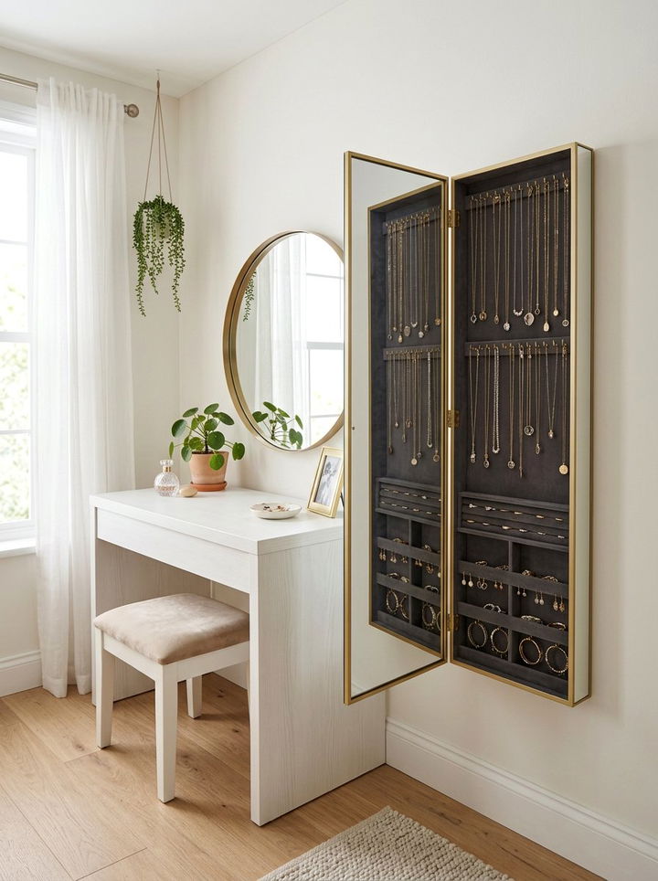 Slim Vertical Jewelry Cabinet - 30 bedroom cabinet storage ideas