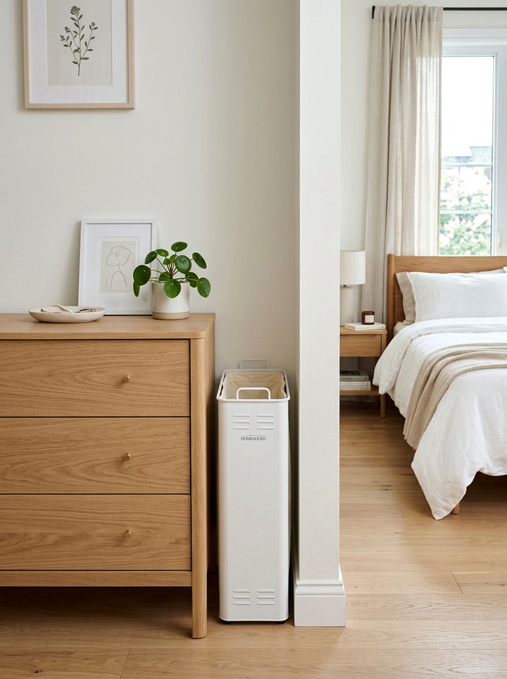 Slim laundry hamper - 30 bedroom dirty clothes storage ideas