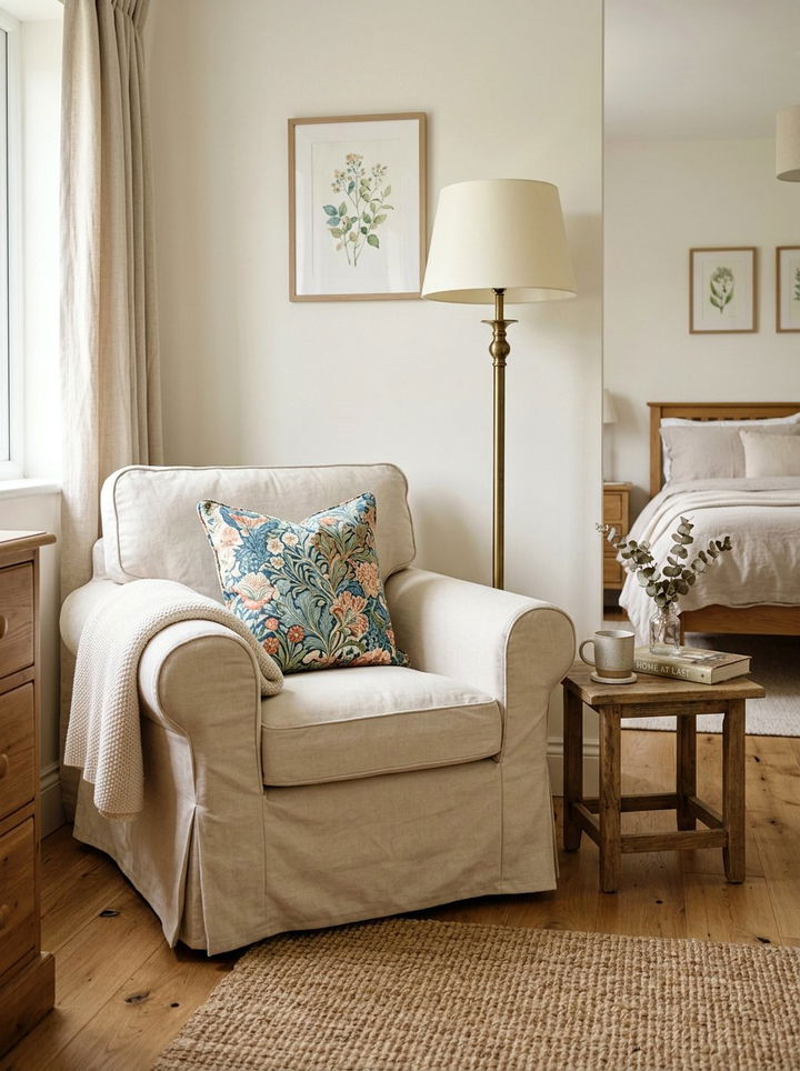 Slipcovered Armchair - 30 shabby chic bedroom ideas