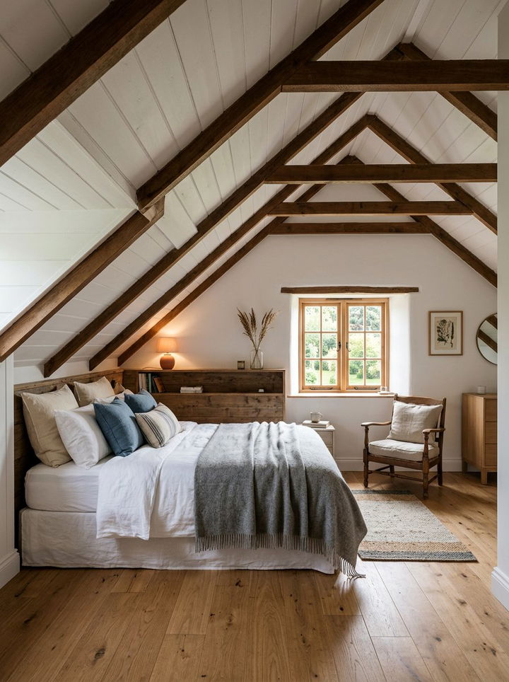 Sloped attic bedroom - 30 cottage core bedroom ideas