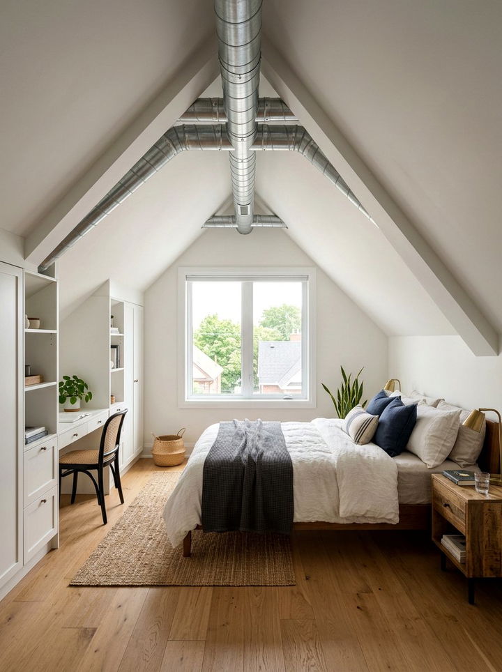 Small Attic Bedroom - 30 exposed ductwork bedroom ideas