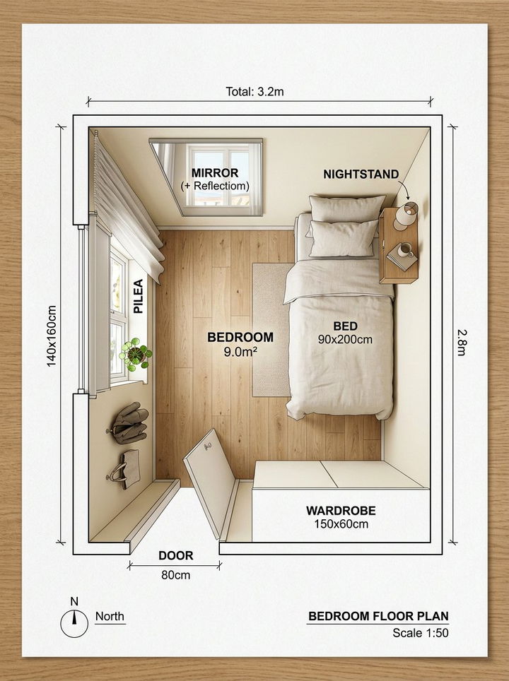 Small Bedroom Floor Plan - 30 bedroom space planning ideas
